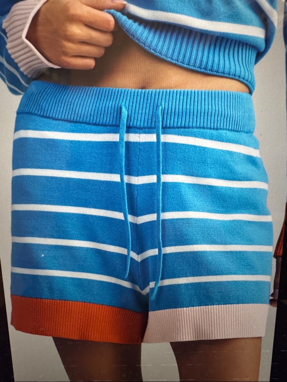 Sundry French Stripe Drawstring Shorts